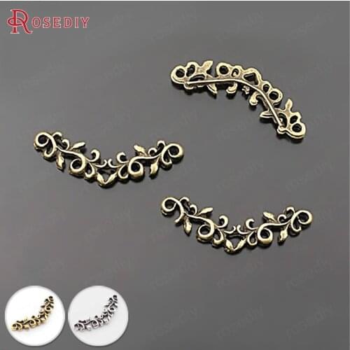 25560)50PCS 24*8MM Antique Bronze Plated Zinc Alloy Bracelet Charms Flower vine Charms Diy Handmade Jewelry Findings Wholesale