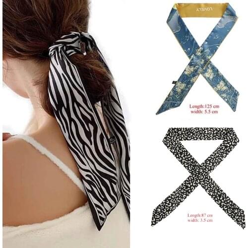 Satin Printing Headbands For Women Fashion Neck Scarves 2021 Spring Summer Hair Scarf Cute Hair Band New Hair Accessories
