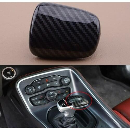 Car ABS Carbon Fiber Style Gear Shift Knob Head Trim Cover Sticker Fit For Dodge Charger Challenger 2015 2016 2017 2018 2019