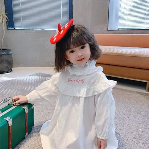 White Children Spring Summer Kids Dress Baby Girls Dresses Trendy Kids Long Sleeve Ruffle Special Occasion High Quality