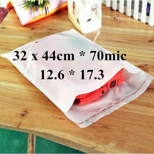 Free Shipping 100pcs/lot 32 x 44cm*70mic Self Adhensive Plastic Clothes Packaging Bag, High Quality White PE Clothing Bag