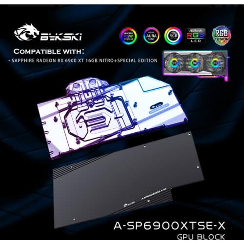 Bykski A-SP6900XTSE-X,GPU Water Block For Sapphire Radeon RX6900XT 16GB NITRO+Special Edition Graphics Card,GPU Cooler,VGA Block