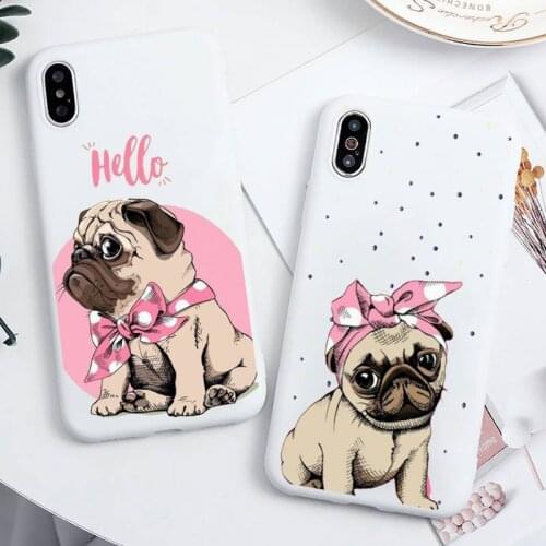 Pug Dog Phone Case Candy Color White for iPhone 11 pro XS MAX 8 7 6 6S Plus X 5S SE 2020 XR