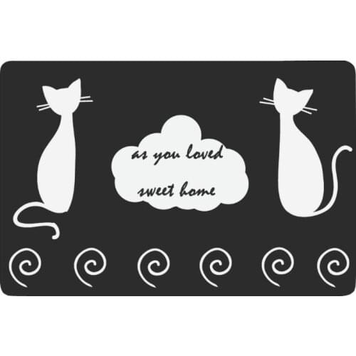 Black and White Cat Anti-slip Door Mat Home Decor, Sweet Home Quote Indoor Outdoor Entrance Doormat Rubber Backing