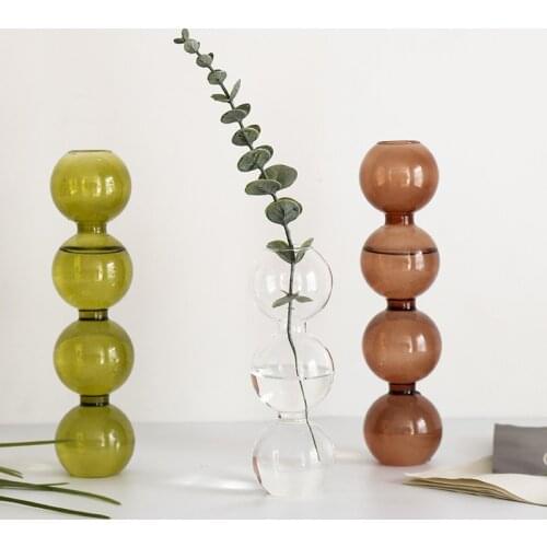 Home Decoration Glass Vase Room Decoration Flower Pot Modern Color Crystal Transparent Hydroponic Plant Flower Arrangement Art