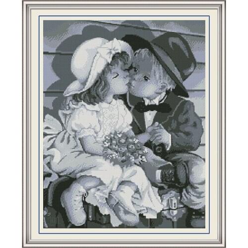 Joy Sunday Childhood 5 Chinese Cross Stitch Kits Ecological Cotton Clear Stamped Printed 14 11CT DIY Christmas Decorations Gift