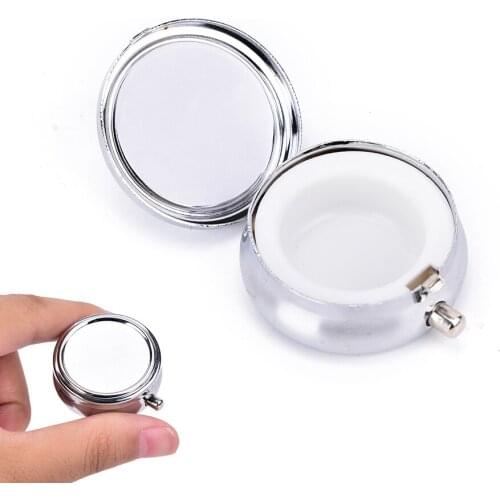 Divide Storage 1Pcs/Lot Metal Round Silver Tablet Pill Boxes Holder Advantageous Container Medicine Case Small Cases