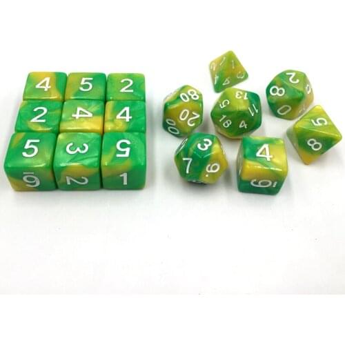 Rollooo Dice 7pc/set +9pc D6 Dice olyhedral Dice Double Color for DND RPG d4 d6 d8 d10 d% d12 d20