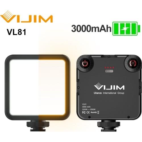 Ulanzi VIJIM VL81 VL200 3200k-5600K Dimmable Mini LED Video Light for Smartphone SLR Camera Rechargable Vlog 3000mAh Fill Light