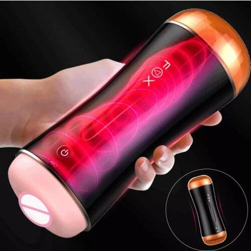 Fox NEW Automatic Masturbator Male Blowjob Anal Vagina Real Pussy masturbation cup 360° Wrapped Masturbation Cup Sex Toy for Men