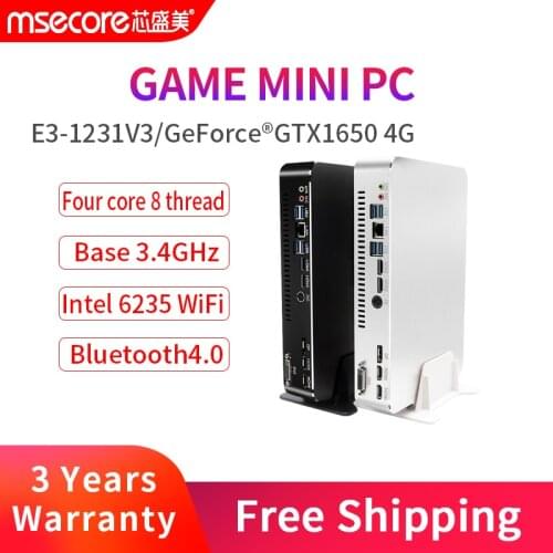 MSECORE Intel MV200 E3-1231V3 GTX1650 Quad Core 16GB Ram 128GB/256GB DDR4 Mini PC Windows 10 Desktop Computer Game linux HTPC DP