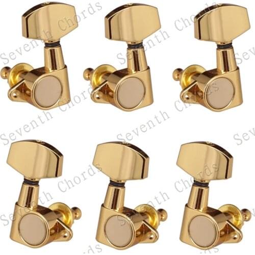 QHX A Set of 6 Pcs Gold Guitar Tuning Pegs Machine Heads With Big square Button guitar accessories parts Musical instrument