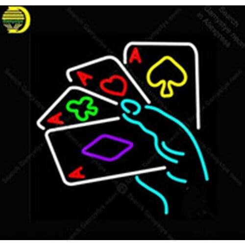 Neon Signs for Ace Lucky Neon Bulbs sign Restaurant Handcraft Game room Lamp Advertise Recreational Bar Handmade Poke glass TUBE