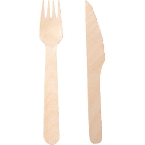 Ecorigin disposable wood cutlery. Biodegradable and compostable. 100 pcs of forks and knives of 165mm