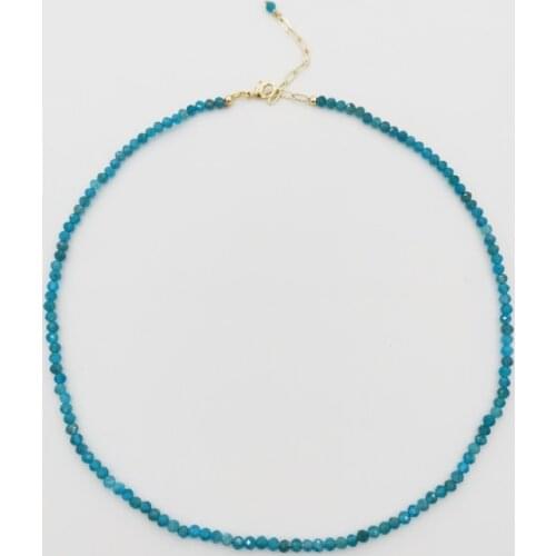 Faceted Apatite Necklace Blue Gemstones Natural Stones Beaded 14K GF Collier Femme Women BOHO Necklace Statement Jewelry