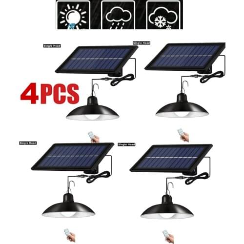 4pcs Retro Lampshade Solar Pendant Chandelier solar Light Outdoor Waterproof Lighting For Garden Wall Four Modes Rotable Pole La