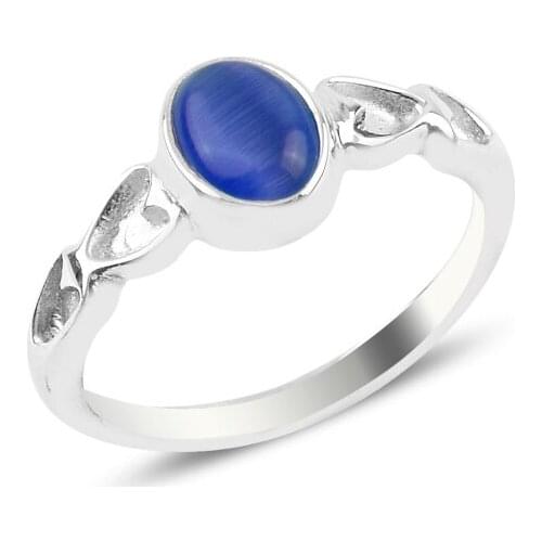 Silverlina Silver Blue with Cat 'S Eye Engagement Ring