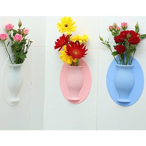 Silicone Vase Decoration Home for Flowers Pot Plant Vases for Refrigerator Wall Office Bathroom Window Glass Mirror Decor