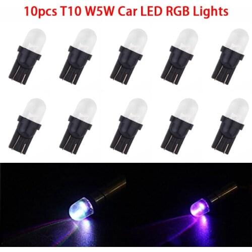 10x Car LED Lights T10 W5W 194 168 Strobe RGB Lamps For Auto Interior Bulb Clearance Width Lights License Plate Lights 12V Diode