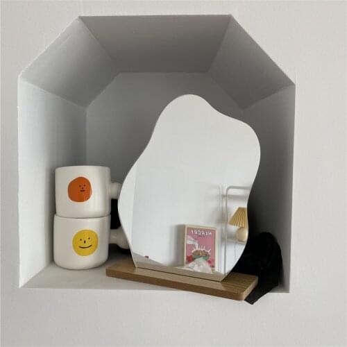 L71 Makeup Mirror Irregular Make Up Mirror Star Shape Acrylic Lens Wooden Base Maquillaje Beauty Tools Table Decorative Mirrors