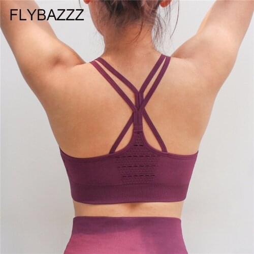 Female Solid Seamless Sexy Sports Bra High Quality Workout Fitness Crop Top Bra Padded Push Up Fitness Yoga Bra For Women Gym