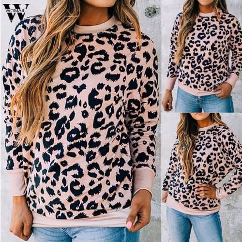 Hoodies Women Spring Autumn Sexy Leopard Pullovers Hoodies Casual Long Sleeve Blouse Outerwear Sweatshirts loose shirts ladies