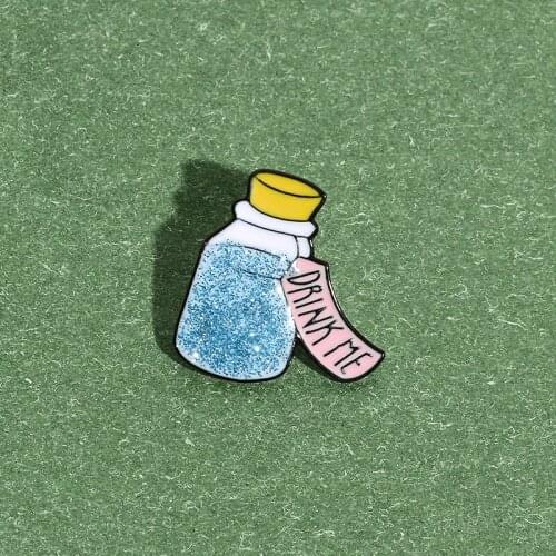 Sparkling Bottle Enamel Pin Space Cosmic Universe Magical Glitter Wanderlust Jewelry Badge Brooches Lapel Pins for Kids Friends