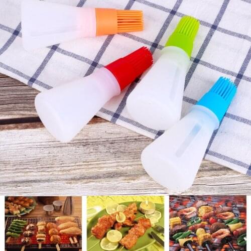 1PC Silicone BBQ Grill Oil Bottle Brushes Barbecue Roast Heat Resisting Cleaning Basting Brushes Bread Oil Brushes Tool U3
