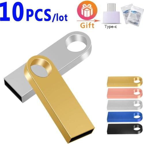 10pcs/lot USB Flash Stick 128GB USB 2.0 flash drive metal USB 64gb flash drive 32GB pen drives 16GB portable flash drive