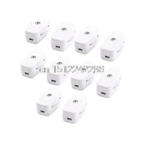 10 Pcs ON/OFF White Christmas Lamp Cord Switch AC 125V 3A TS-09B
