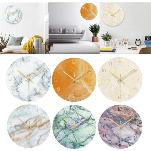 12 in Modern Silent Quartz Wall Clock Non-ticking Glass Marbling Green