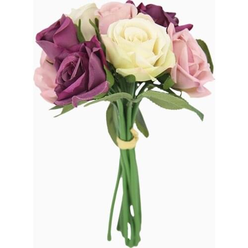 16COLORS Artificial Silk Wedding Flower Bouquet Rose For Wedding Home Decorative Flowers