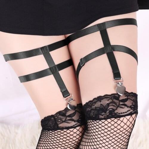 2 Piece Hot Sale Sexy Women Lady Adjustable Suspender Harajuku Heart Clip Garter Belt For Stockings Lingerie Erotic Accessories
