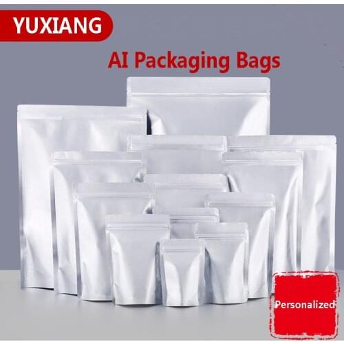50Pcs Aluminum Foil Packaging Bag Self Standing With Zipper Lock With Custom Printing Logo For Dried Fruit Tea Coffee Bean