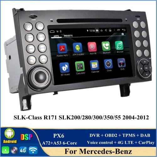 PX6 4gb+64gb Android 10 Car DVD Player DSP Radio GPS Bluetooth 5.0 for Benz SLK-Class R171 SLK200/280/300/350/55 2004-2012