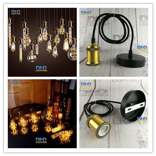 Free ship Aluminum DIY Pendant Light fixture E27 Lamp holder with 110V 220V Edison LED bulb Vintage Retro decor hanging Lamp