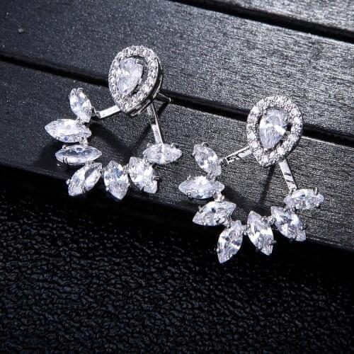 Brand New Fashion Luxury Water Drop Pave Cubic Zirconia Engagement Party Earring Bridal Wedding Earring For Women E5343