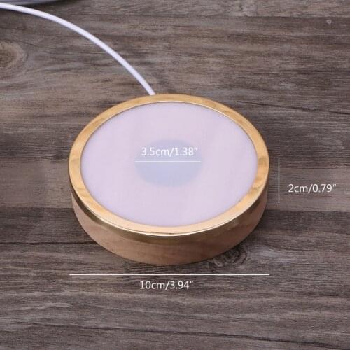 Handmade Resin Art Wood LED Light Dispaly Base Crystal Glass Resin Art Ornament Wooden Night Lighted Base Stand Crafts