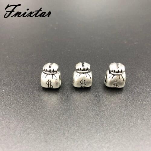 Fnixtar 5pcs/lot Alloy Bead Charm European Big Hole Dollar Charm Beads for Women Jewelry Charm Bracelet & Bangles DIY Jewelry