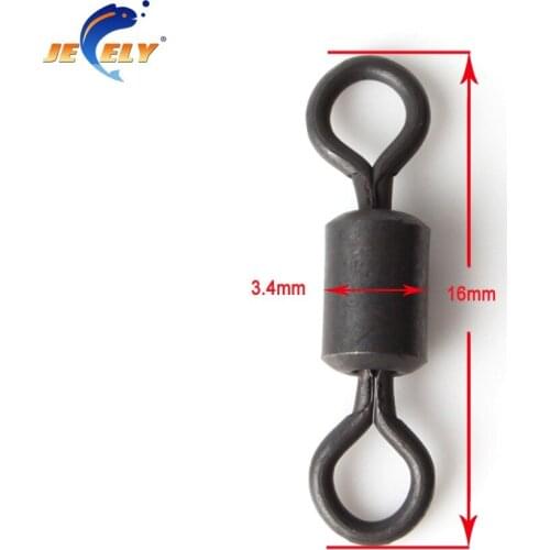 Jeely 50pcs Fishing Snap Long Body Rolling Swivel 4# Carp Terminal Tackle