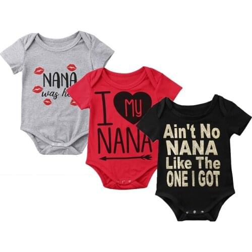 Newborn Baby Girl Boy Cotton Letter NANA Short Sleeve Bodysuits Baby Girl Boys Summer Clothes Jumpsuit
