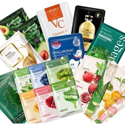 100PCS/Lot Korean Facial Mask Beauty Snail Shrink Pore Moisturizing Oil Control Whitening Skin Care Firming Anti Aging Wholesale