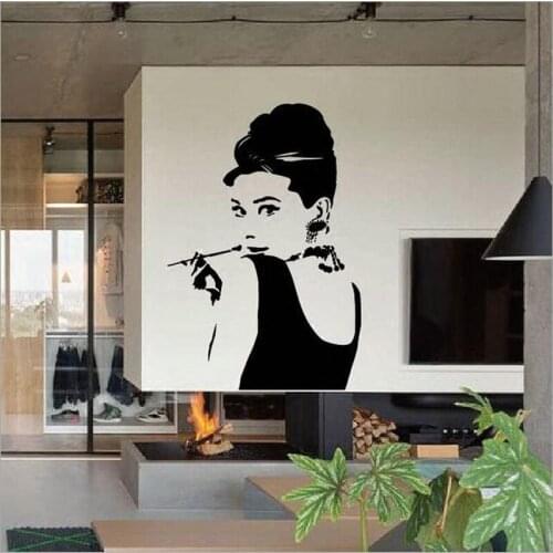 Hot Selling Audrey Hepburn Wall Stickers Living Room Decoration Adesivo De Parede Girls Room Home Decals Vinyl Wall Decal A887