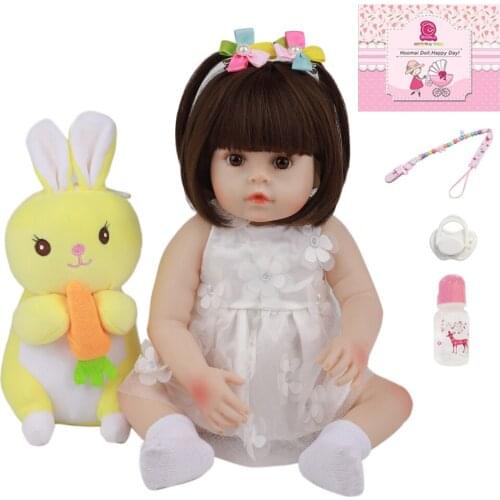 19 Inch Hot Sale Handmade All Silicone Baby Doll ToyAlive 48CM Fashion Lovely Vinyl Bebe Reborn Dolls For Toddler Birthday Gift