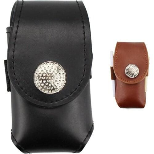 Mini Portable Leather Clip On Golf Ball Holder Pouch Tees Storage Bag Black Brown Waist Pack Bag Aid Tool Gift Golf Accessories