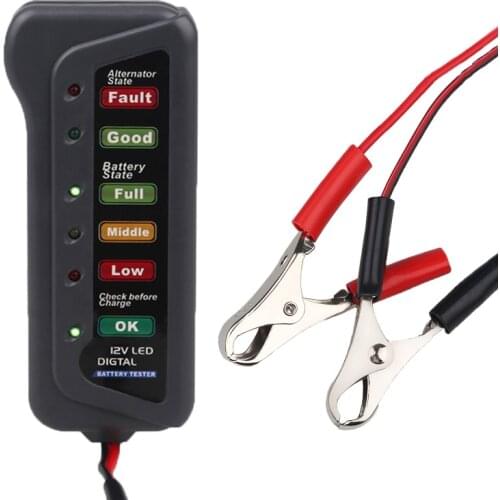 Min 12V Automotive Car Battery Tester Digital Alternator Tester Alternator Cranking Check Auto Motorcycle Diagnostic Tool