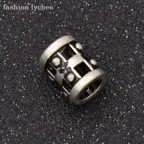 Fashion lychee Retro Unisex Hollow Metal Pattern Beads For Bracelet Pendant Necklace Beard Jewelry Making