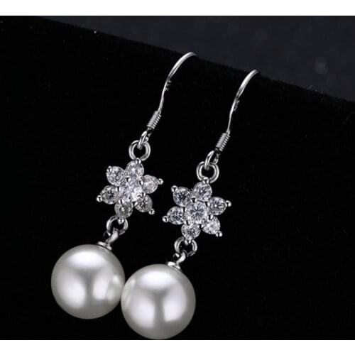 Fashion Anti Allergy Korean Version Eardrop Personality Retro Temperament Silver-Plated Jewelry Earrings Large Pearl For Women