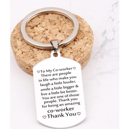 Fahion Keychain To My Co-worker Thank You Colleague Gift Stainless Steel 3-color Optiom Personalized Jewelry Gift Dog Tag
