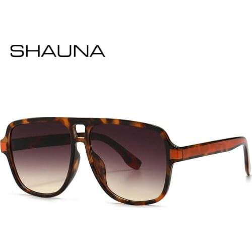 SHAUNA Retro Double Bridges Men Square Sunglasses Fashion Mirror Gradient Eyewear Women Trending Sun Glasses Shades UV400